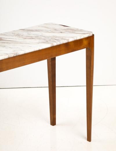 Cherry Wood and Broccatello di Siena Marble Console Table Italy Pair Available