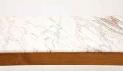 Cherry Wood and Broccatello di Siena Marble Console Table Italy Pair Available