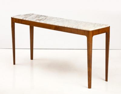 Cherry Wood and Broccatello di Siena Marble Console Table Italy Pair Available