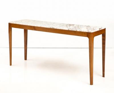 Cherry Wood and Broccatello di Siena Marble Console Table Italy Pair Available