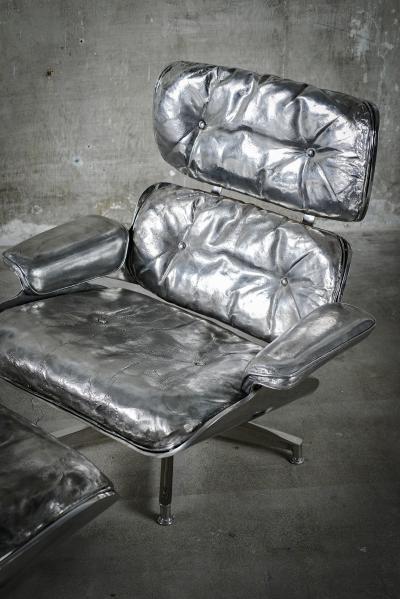 Cheryl Ekstrom Eames Lounge Chair and Ottoman Stainless Steel Sculpture