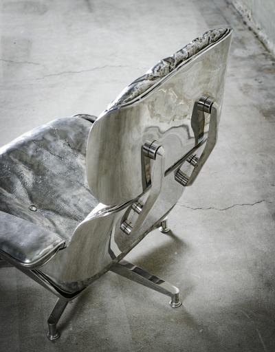 Cheryl Ekstrom Eames Lounge Chair and Ottoman Stainless Steel Sculpture