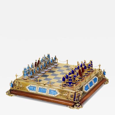 Chess Set In The Historicist Style With Enamel Master A Konig Austria Hungary