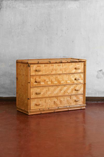 Chest Of Drawers In Bamboo And Pressed Bamboo Italy 1980