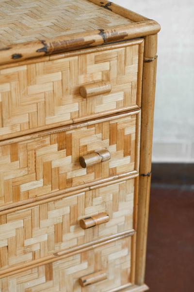 Chest Of Drawers In Bamboo And Pressed Bamboo Italy 1980