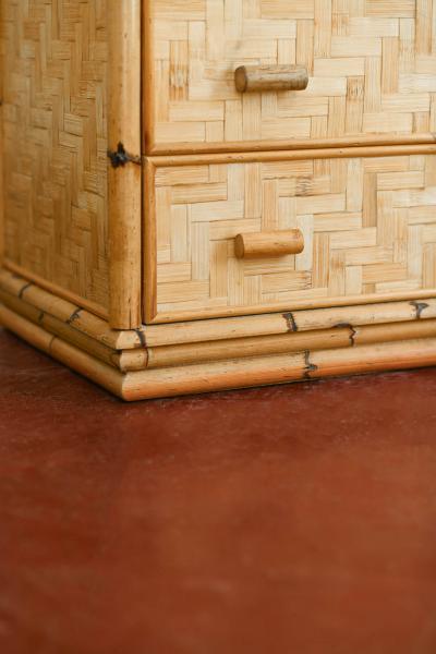 Chest Of Drawers In Bamboo And Pressed Bamboo Italy 1980