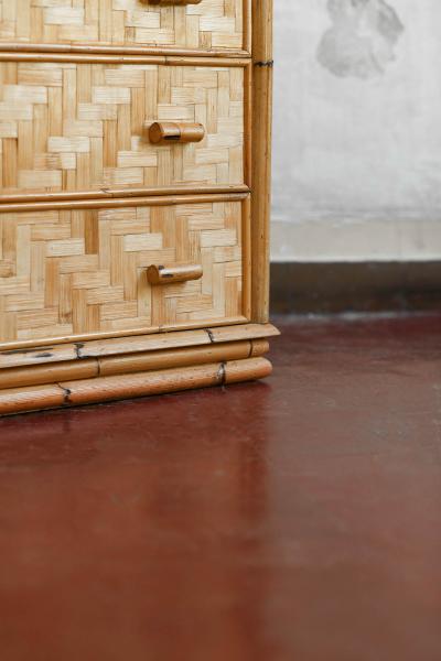 Chest Of Drawers In Bamboo And Pressed Bamboo Italy 1980
