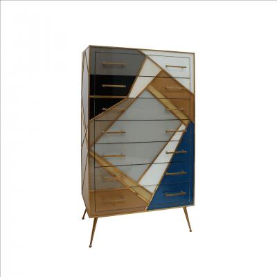 Chest of Wood in Colored Glass Italy 1957