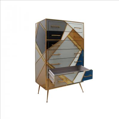 Chest of Wood in Colored Glass Italy 1957