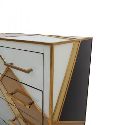 Chest of Wood in Colored Glass Italy 1957