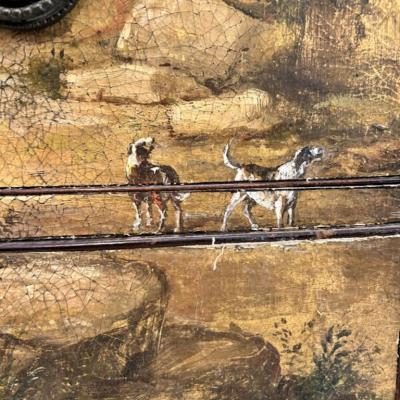 Chest of drawers painted with an oil landscape 19th century