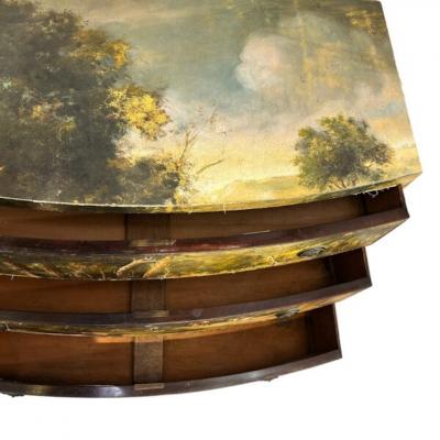 Chest of drawers painted with an oil landscape 19th century