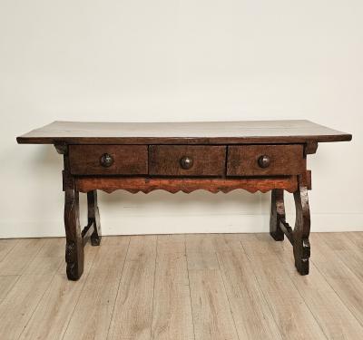 Chestnut Trestle Library Table Italy or Spain circa 1720