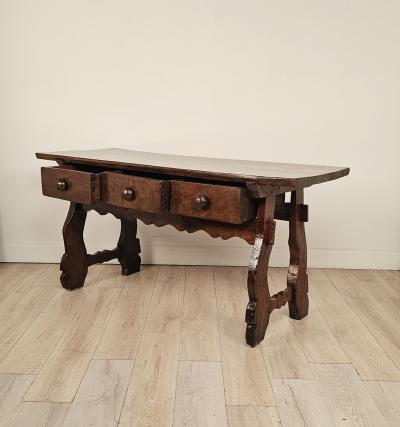 Chestnut Trestle Library Table Italy or Spain circa 1720