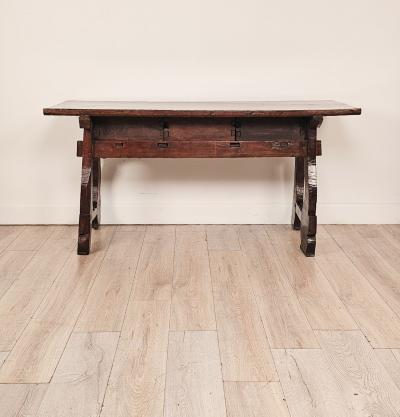 Chestnut Trestle Library Table Italy or Spain circa 1720