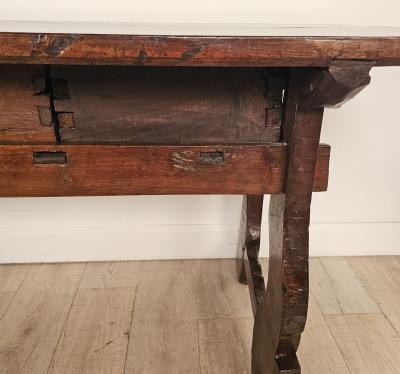 Chestnut Trestle Library Table Italy or Spain circa 1720