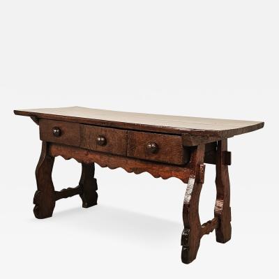 Chestnut Trestle Library Table Italy or Spain circa 1720