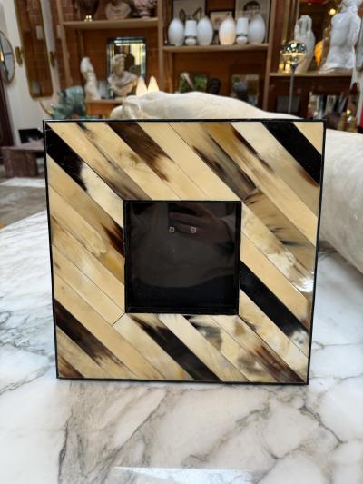 Chevron Pattern Natural Horn Inlay Square Photo Frame XL