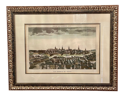 Chez Hocquart Antique 18th C Hand Colored Engraving Vue Generale De Venise