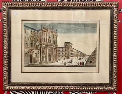 Chez Hocquart Depose Hand Colored Engraving Print Eglise De St Charles