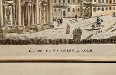Chez Hocquart Depose Hand Colored Engraving Print Eglise De St Charles