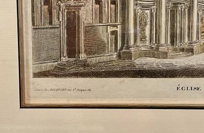 Chez Hocquart Depose Hand Colored Engraving Print Eglise De St Charles