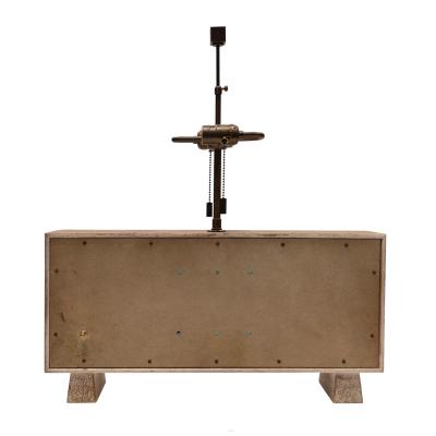 Chic Boxy Table Lamp in Textured Resin with Illuminating Front Panel 1940s