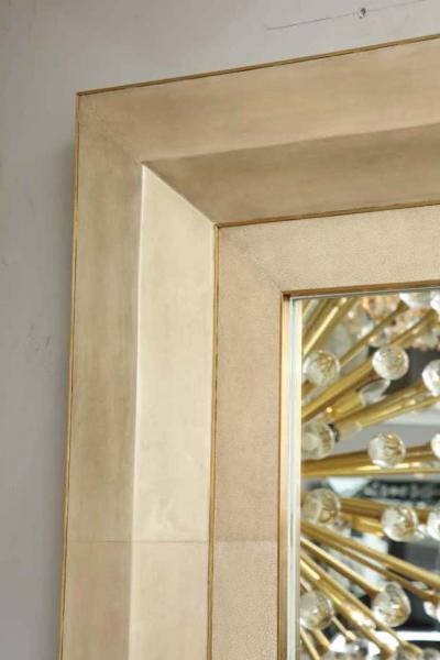 Chic Goatskin Mirror with Brass Trim