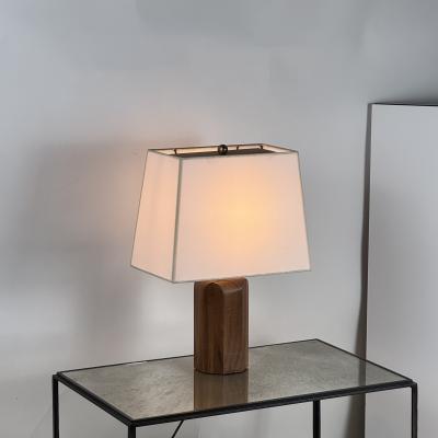 Chic Octagonal Walnut Desk Lamp with Custom Shade and Diffuser