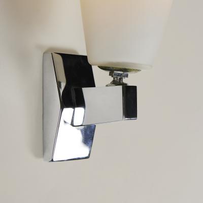 Chic Pair of Italian 1960s chrome and white glass wall lights