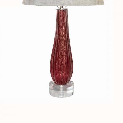 Chic Pair of Ruby Red Murano Rigadin Glass Lamps
