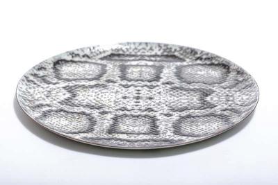Chic Snakeskin Enameled Metal Serving Plate