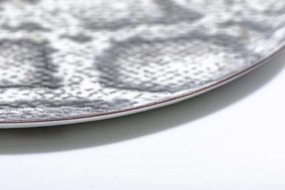 Chic Snakeskin Enameled Metal Serving Plate