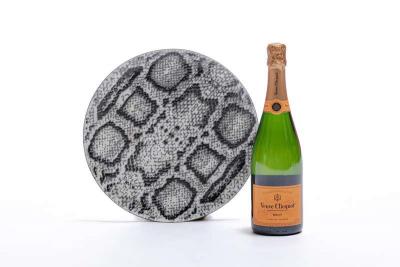 Chic Snakeskin Enameled Metal Serving Plate