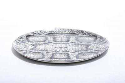 Chic Snakeskin Enameled Metal Serving Plate