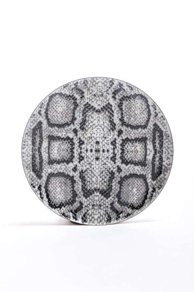 Chic Snakeskin Enameled Metal Serving Plate