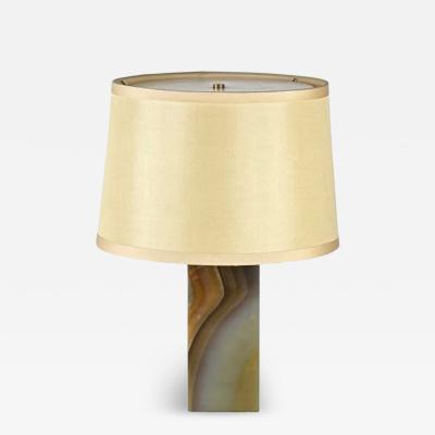 Chic Veined Onyx Table or Desk Lamp with Custom Silk Shade and Diffuser