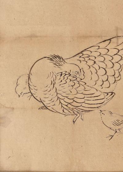 Chicken and Chick Japan circa 1850