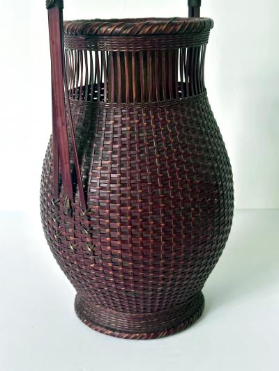 Chikusei Wanatabe Japanese Woven Bamboo Ikebana Basket by Chikusei Watanabe