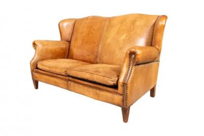 Child Size Brown Leather Sofa
