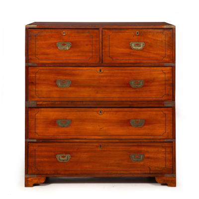 China Trade Camphor Brass Mounted British Campaign Chest ca 1840