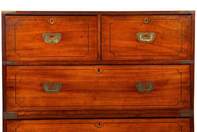 China Trade Camphor Brass Mounted British Campaign Chest ca 1840