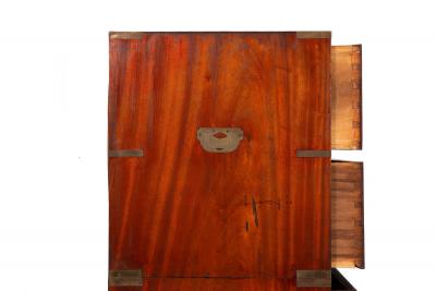 China Trade Camphor Brass Mounted British Campaign Chest ca 1840