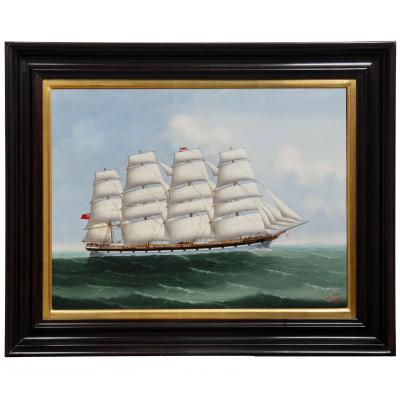 China Trade Painting of Ship County of Caithness by Lai Fong ca 1897