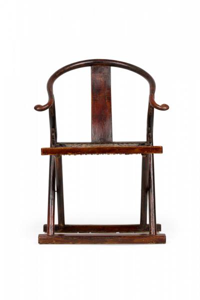 Chinese 19th Century Hoop Back Horseshoe Folding Armchair