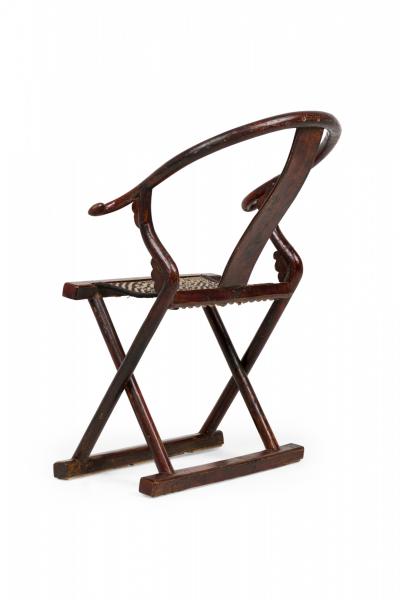 Chinese 19th Century Hoop Back Horseshoe Folding Armchair