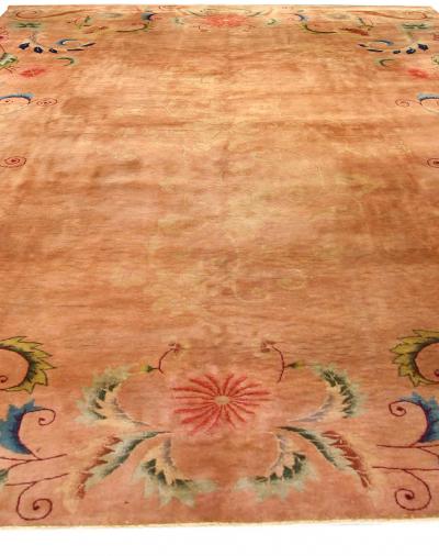 Chinese Art Deco Lotus Flower Design Handmade Rug
