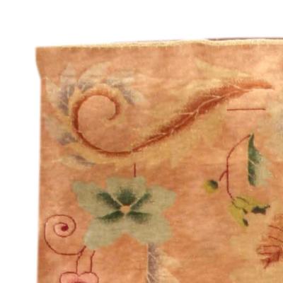 Chinese Art Deco Lotus Flower Design Handmade Rug