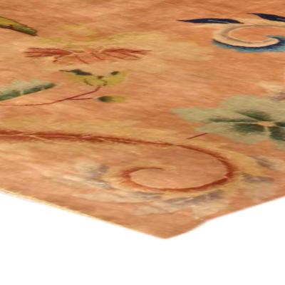 Chinese Art Deco Lotus Flower Design Handmade Rug