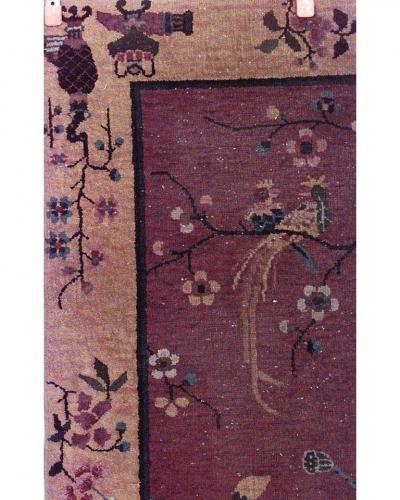 Chinese Art Deco Purple and Gold Wool Rug